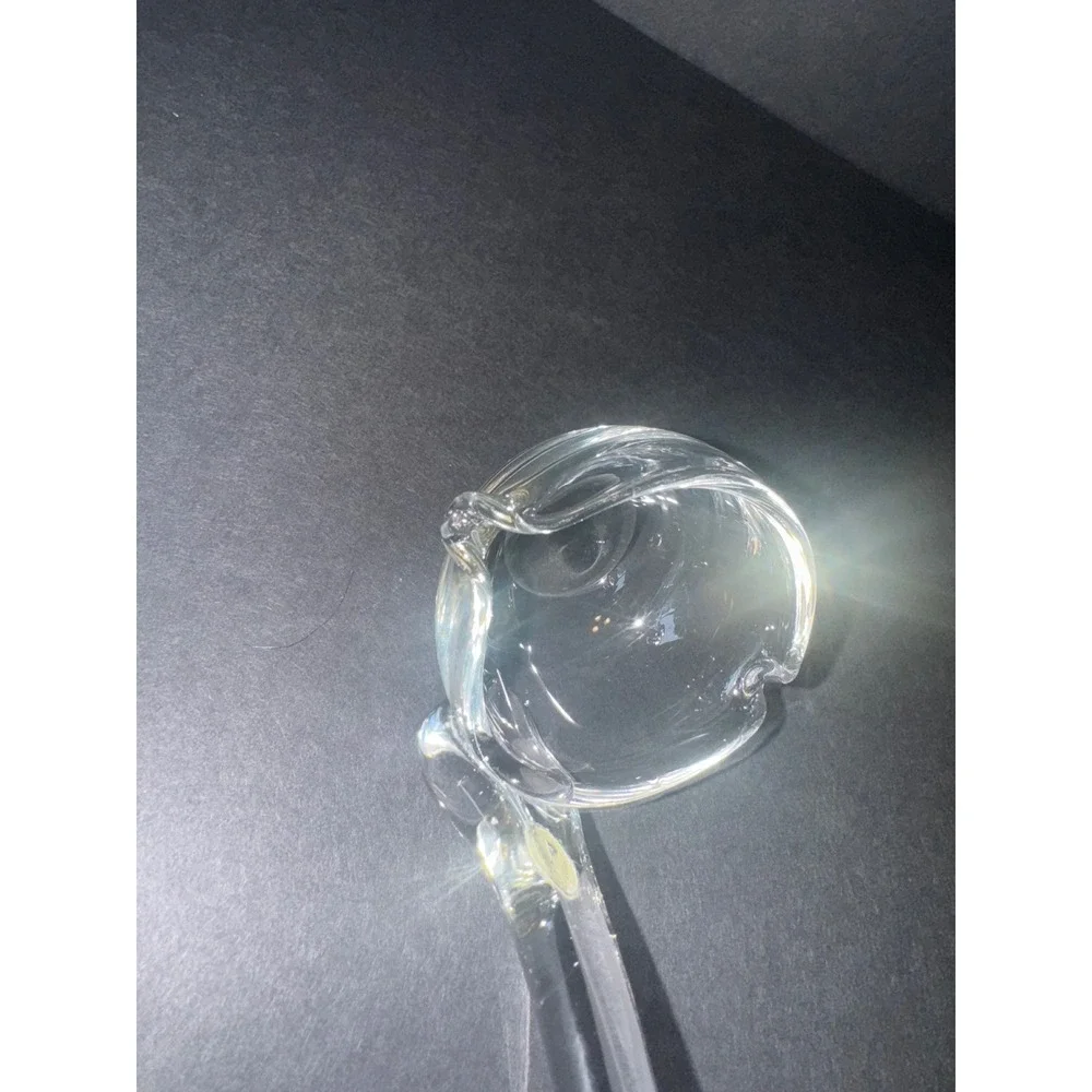 Vintage Hand Blown Ladle Made in Romania Curved Handle Double Spout